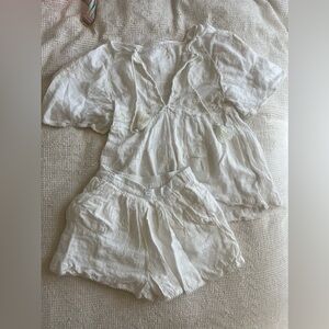 Free People White Boho Crochet Embroidered Set